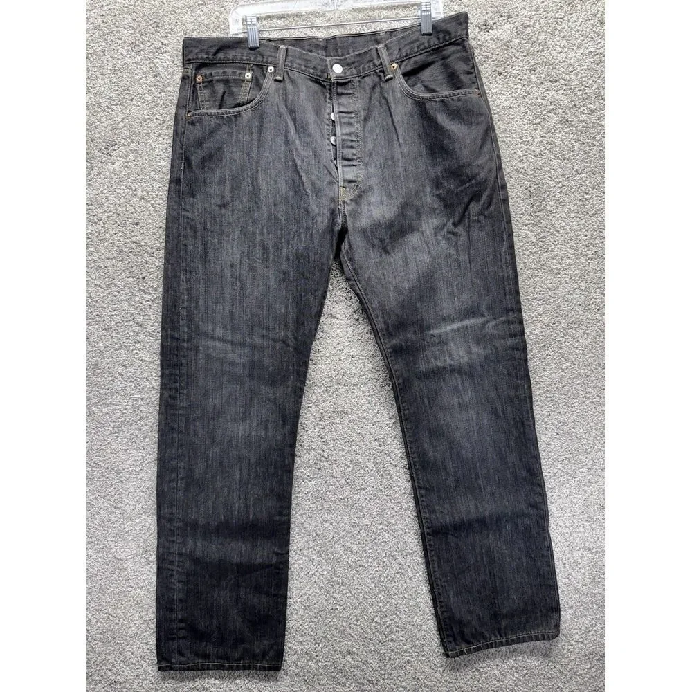 VTG Levi's Jeans Mens 38(36)x32 Black Charcoal 501‎ Button Fly Straight Tag EUC